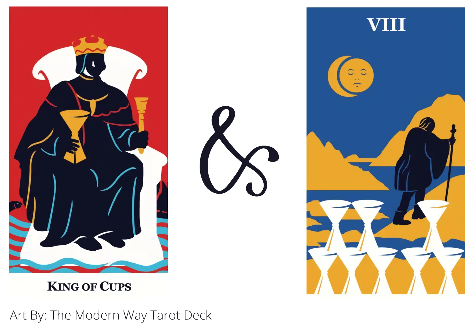 king of cups and eight of cups tarot cards together