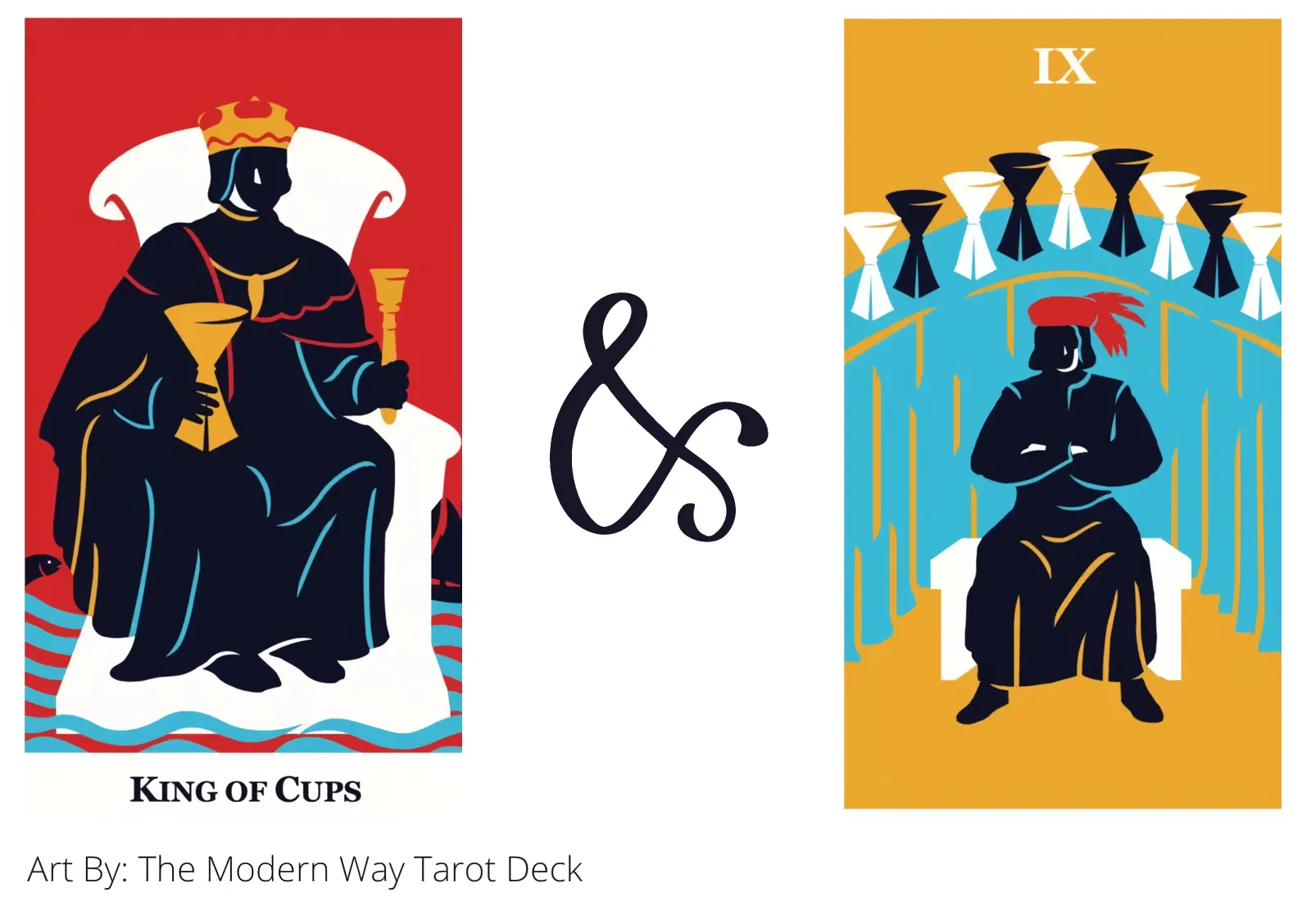 king of cups and nine of cups tarot cards together