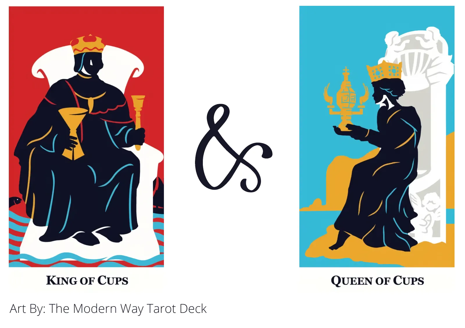 king of cups and queen of cups tarot cards together
