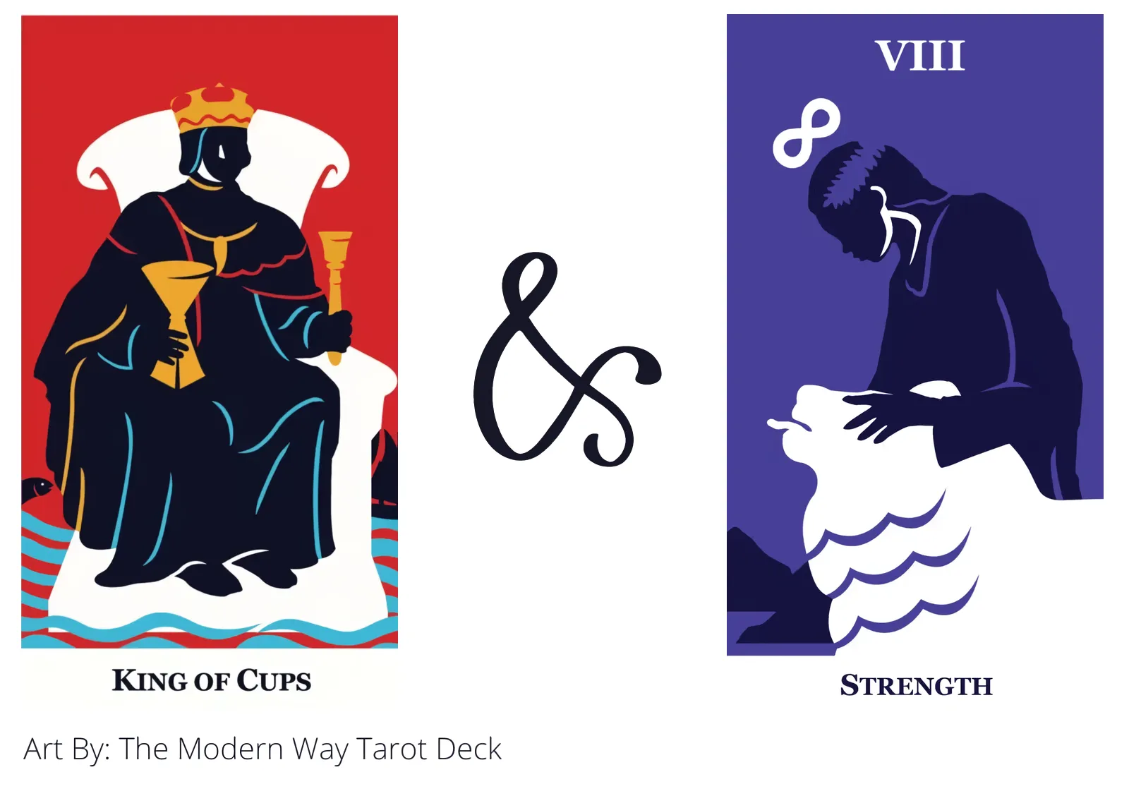 king of cups and strength tarot cards together