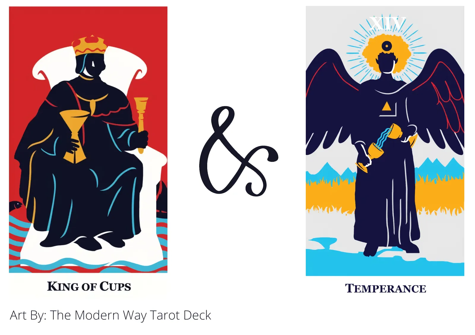 king of cups and temperance tarot cards together