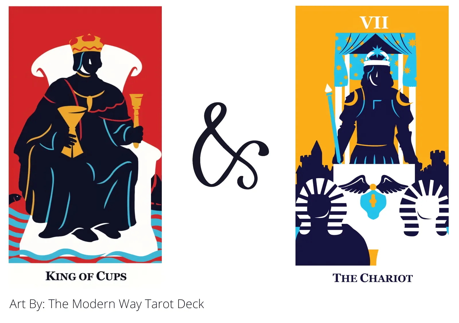 king of cups and the chariot tarot cards together