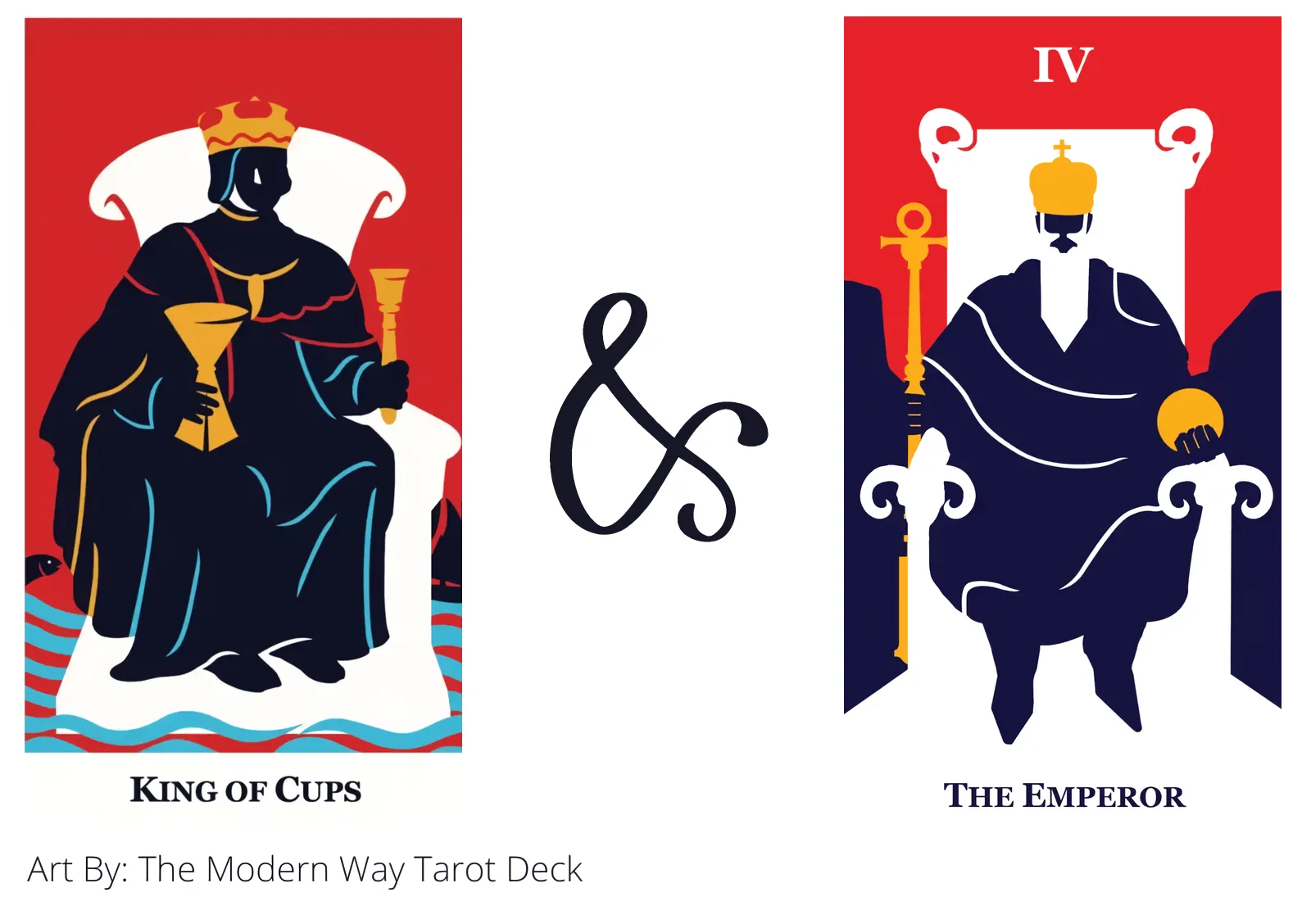 king of cups and the emperor tarot cards together