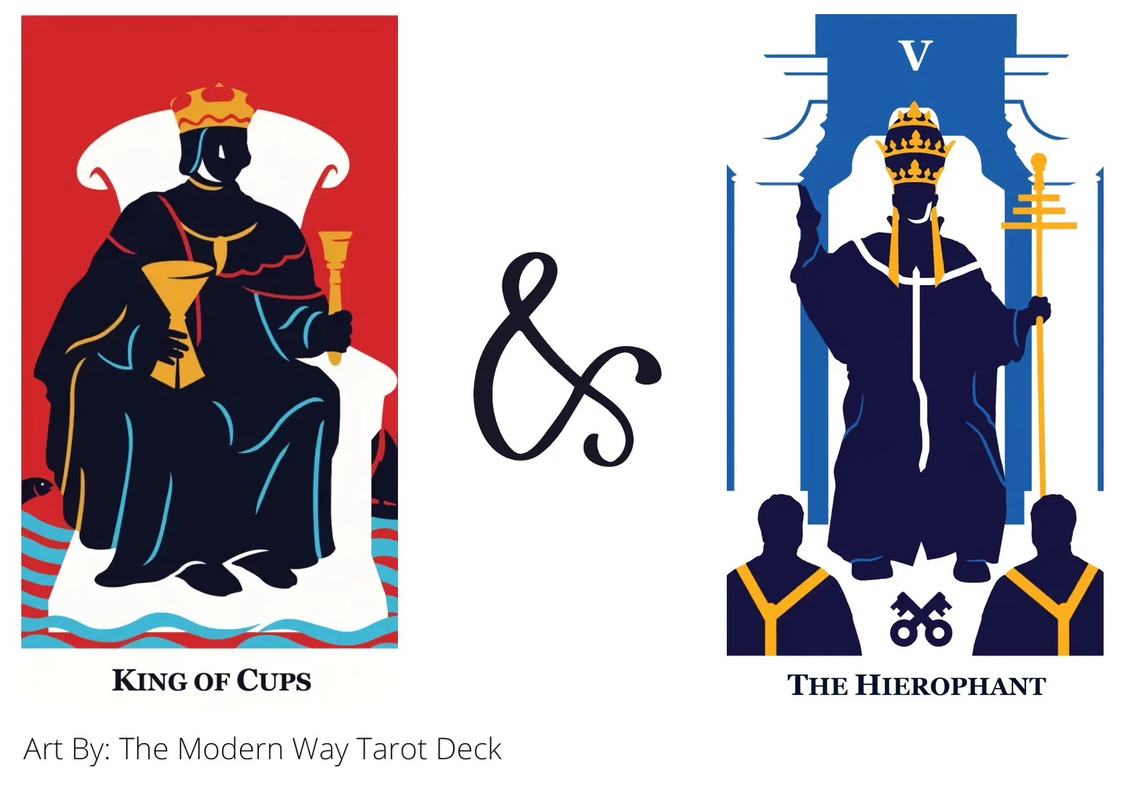 king of cups and the hierophant tarot cards together