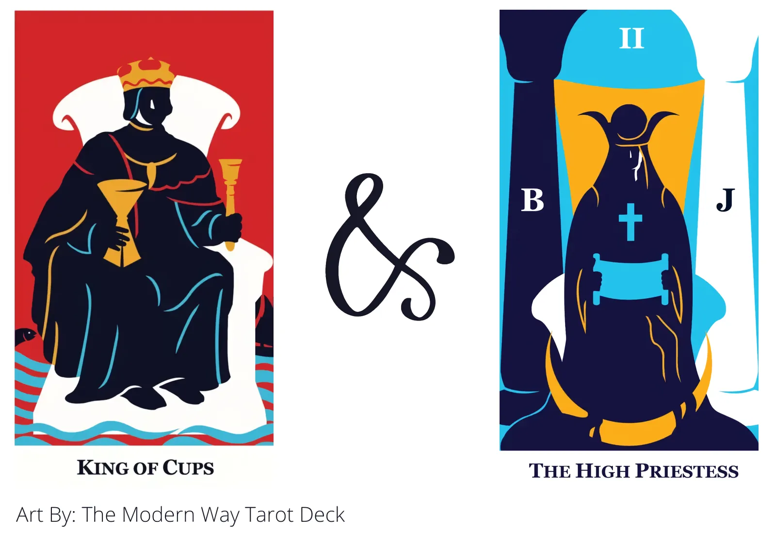 king of cups and the high priestess tarot cards together