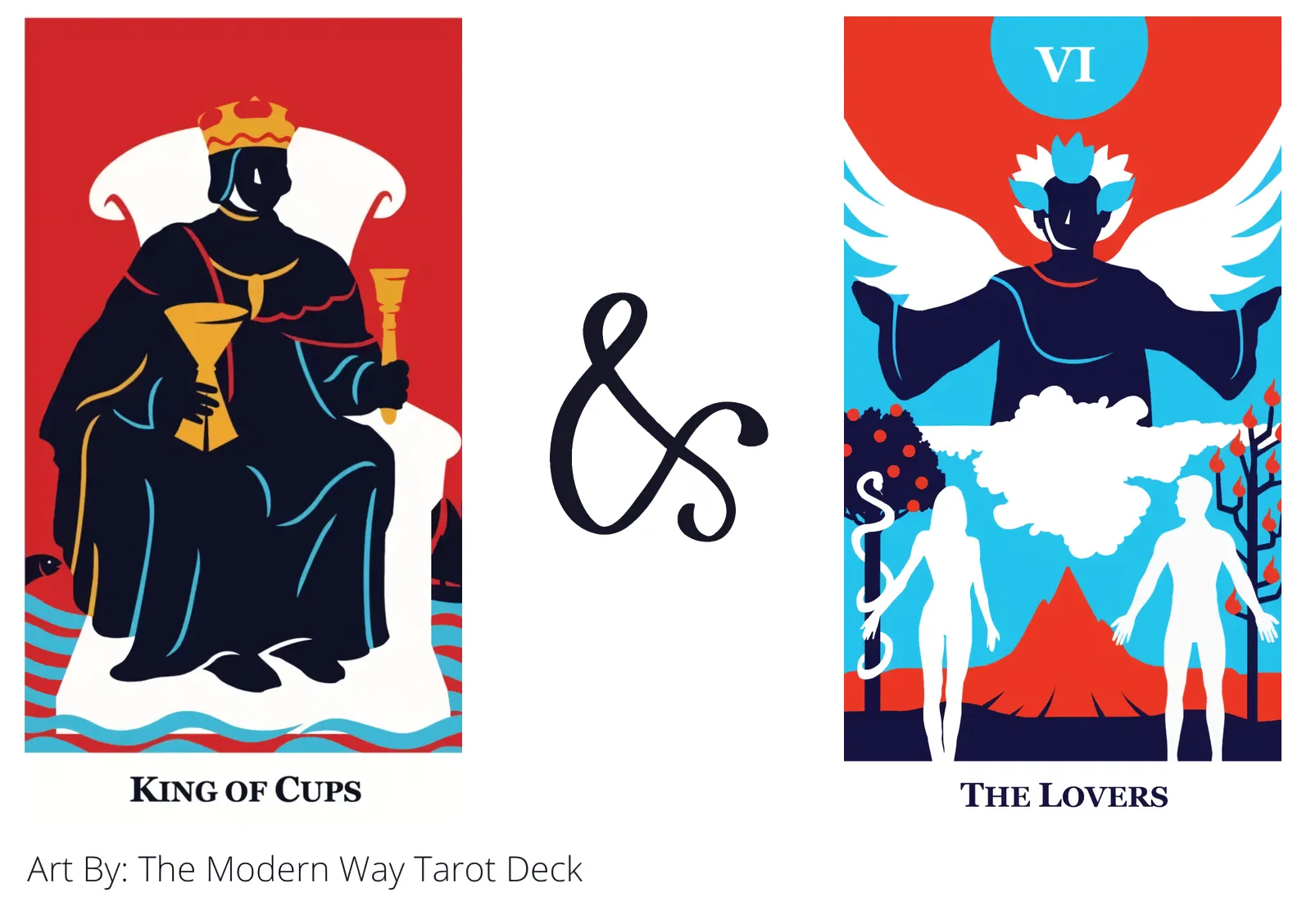 king of cups and the lovers tarot cards together