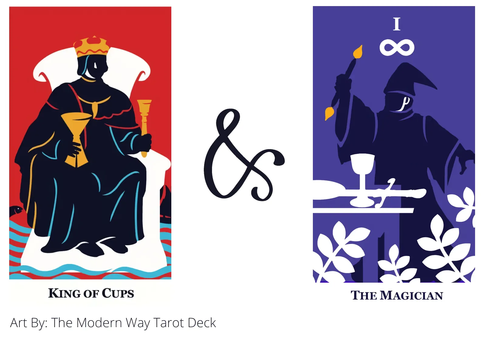 king of cups and the magician tarot cards together