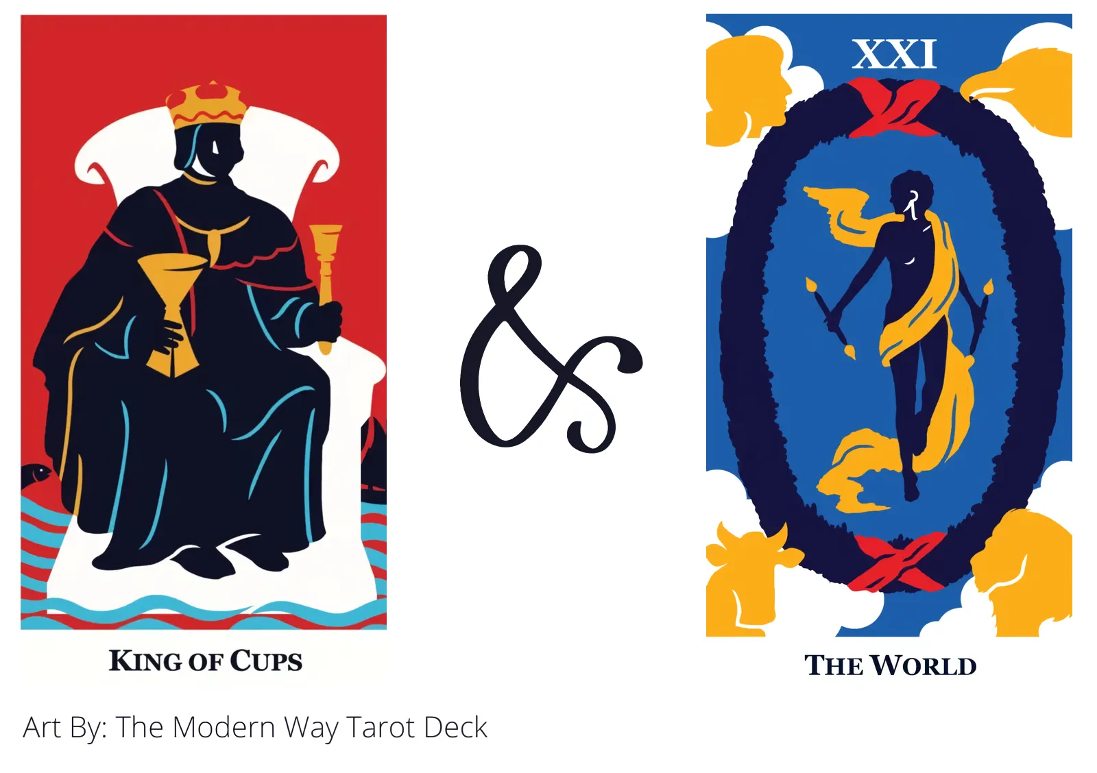 king of cups and the world tarot cards together
