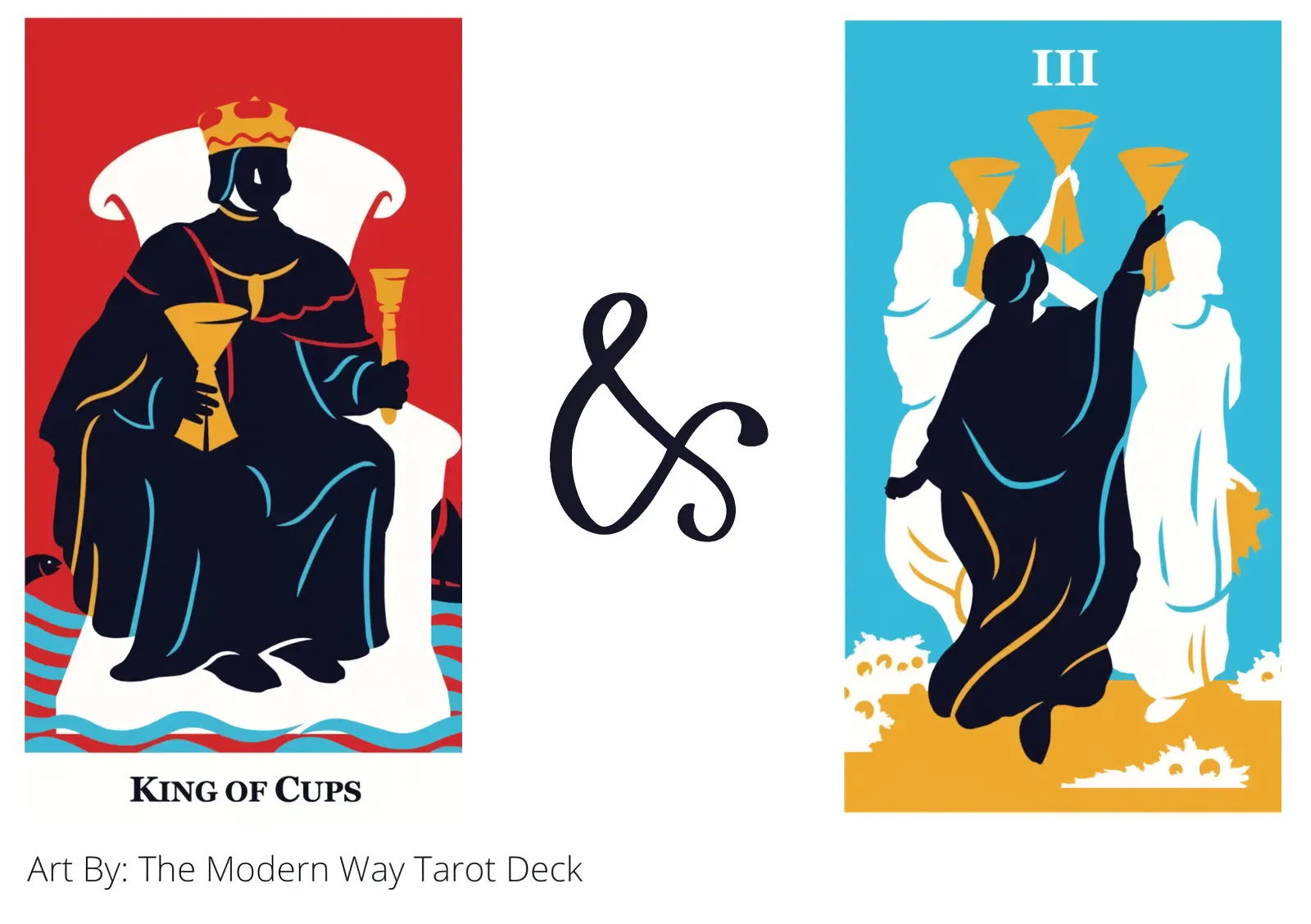 king of cups and three of cups tarot cards together