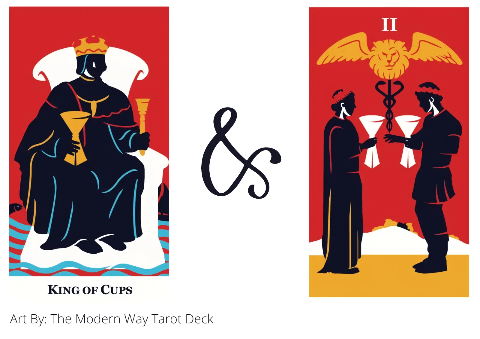 king of cups and two of cups tarot cards together