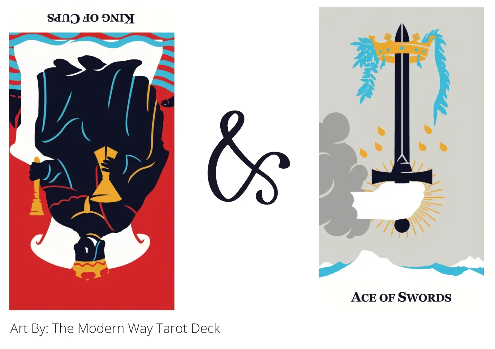 king of cups reversed and ace of swords tarot cards together