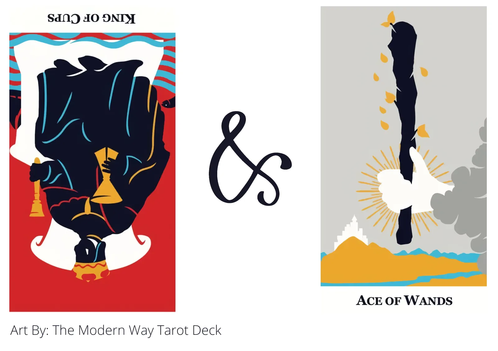 king of cups reversed and ace of wands tarot cards together