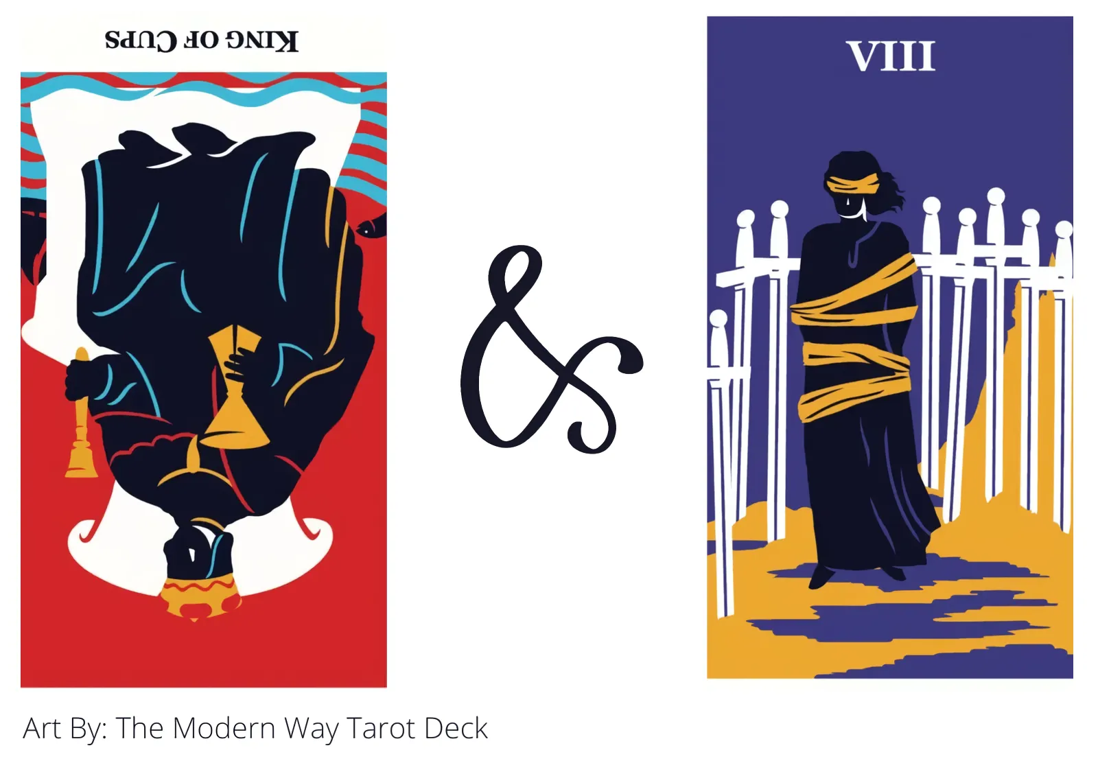 king of cups reversed and eight of swords tarot cards together