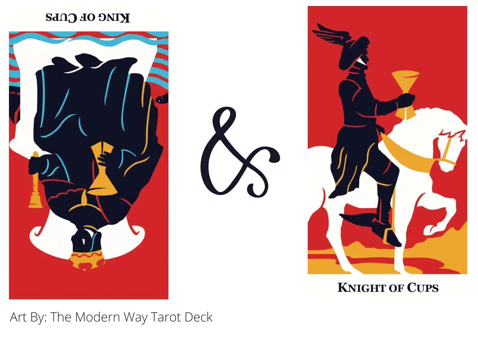 king of cups reversed and knight of cups tarot cards together