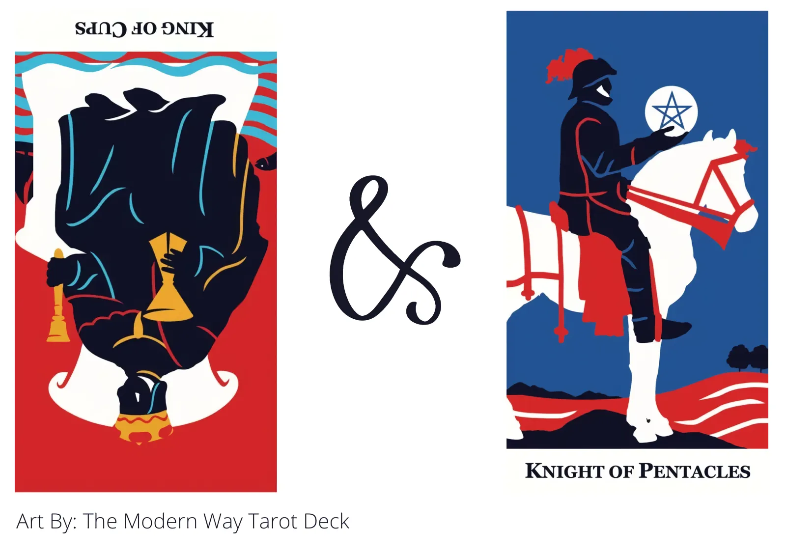 king of cups reversed and knight of pentacles tarot cards together