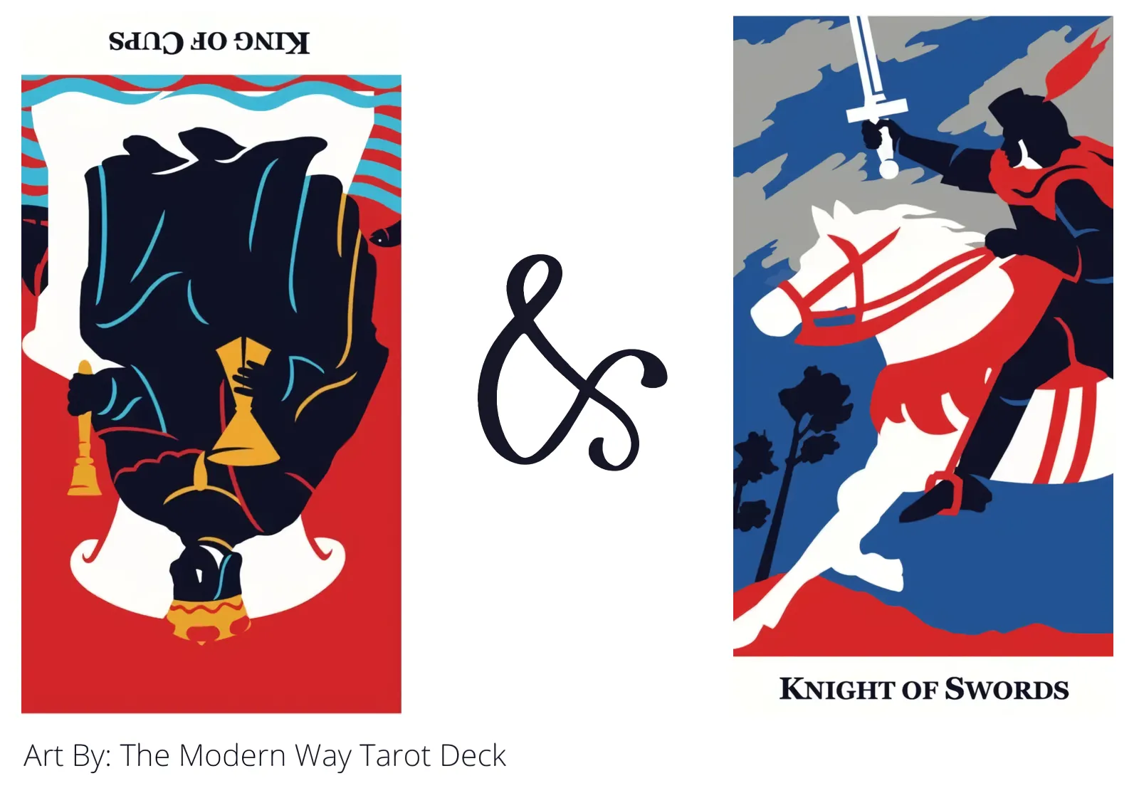 king of cups reversed and knight of swords tarot cards together