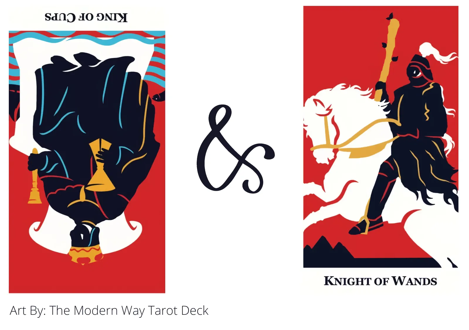 king of cups reversed and knight of wands tarot cards together
