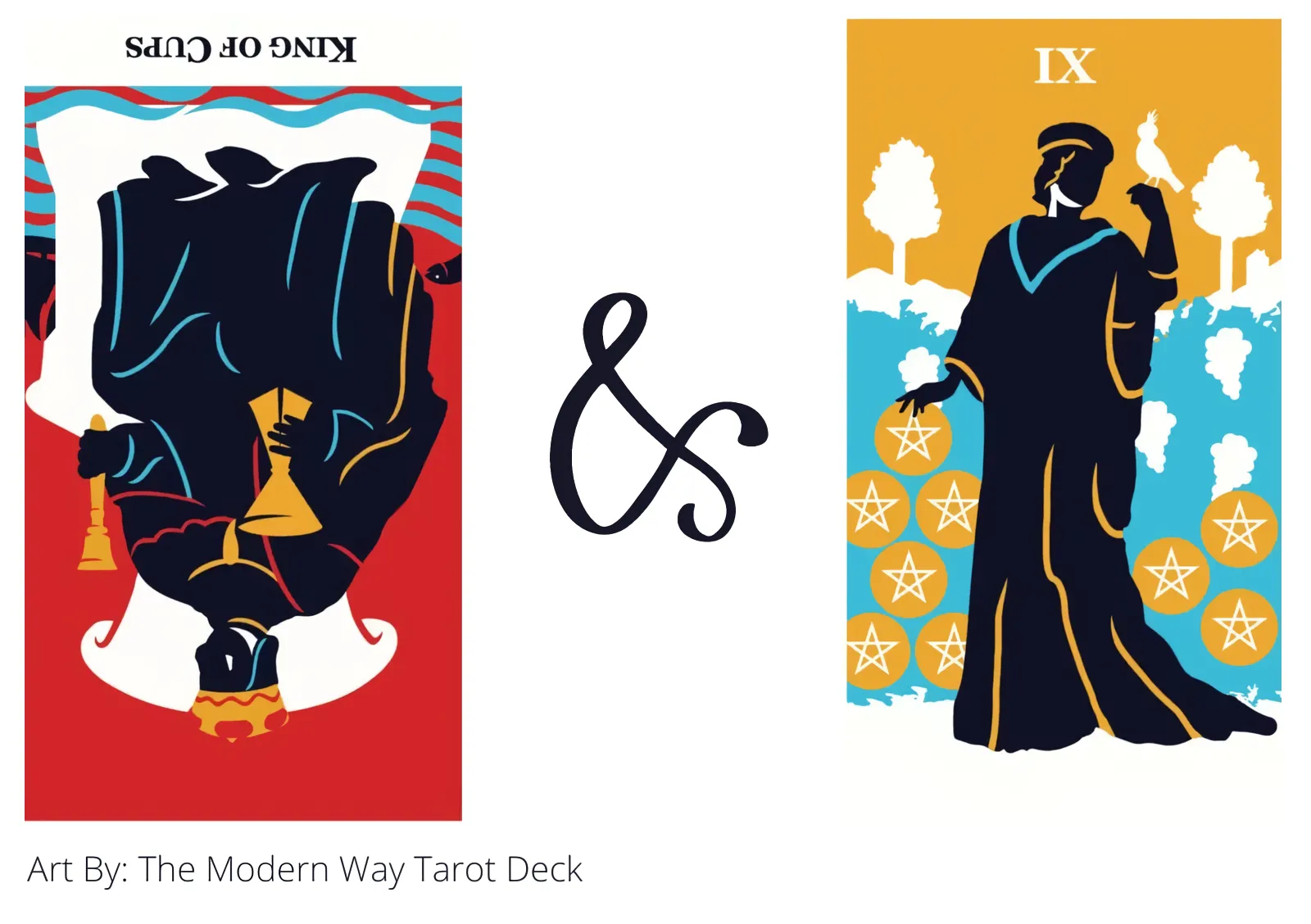 king of cups reversed and nine of pentacles tarot cards together