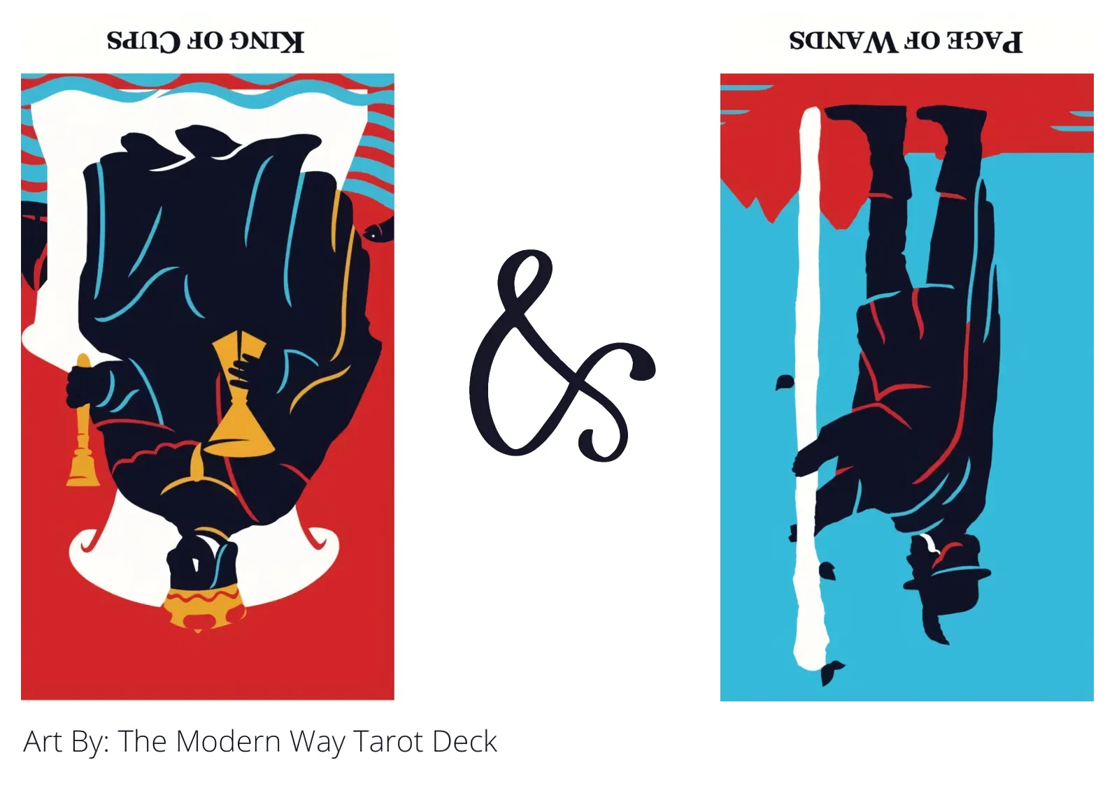 king of cups reversed and page of wands reversed tarot cards together
