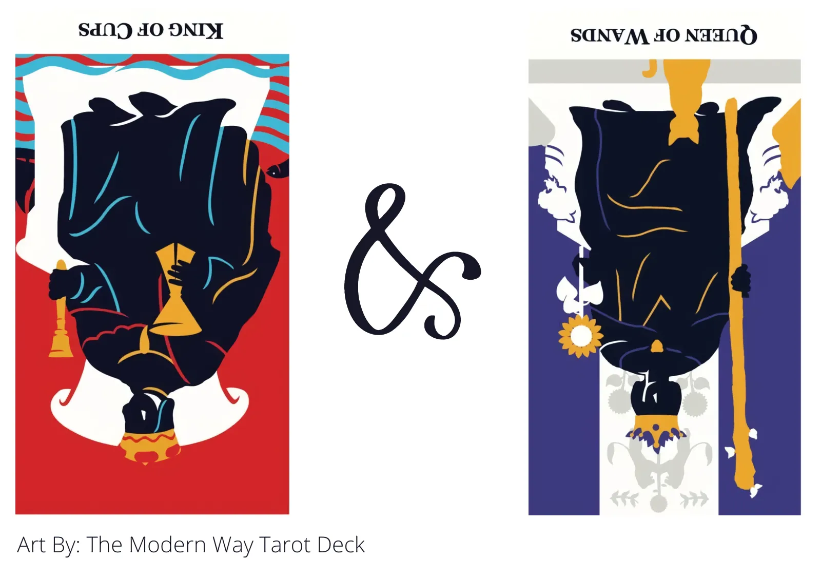 king of cups reversed and queen of wands reversed tarot cards together