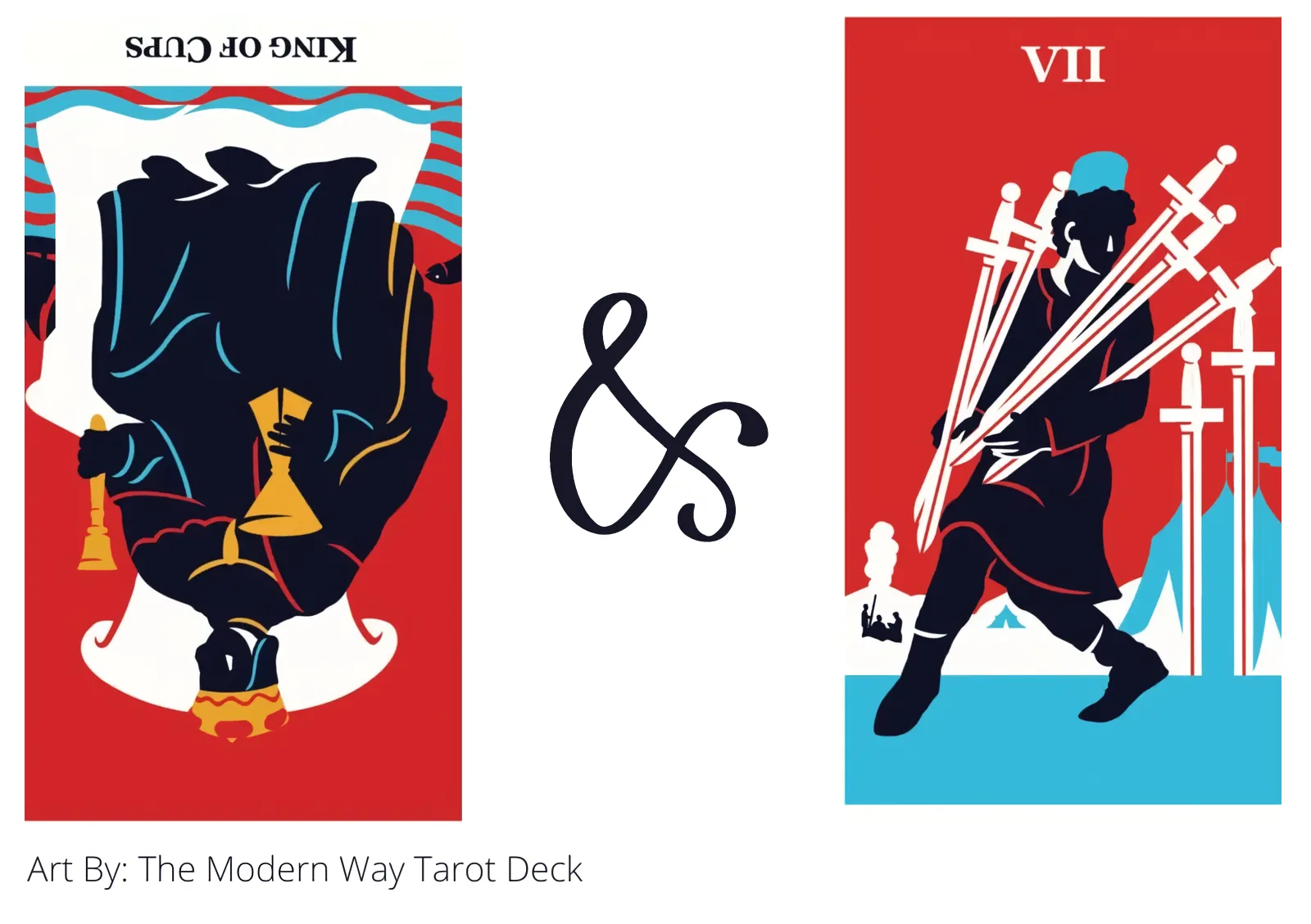 king of cups reversed and seven of swords tarot cards together