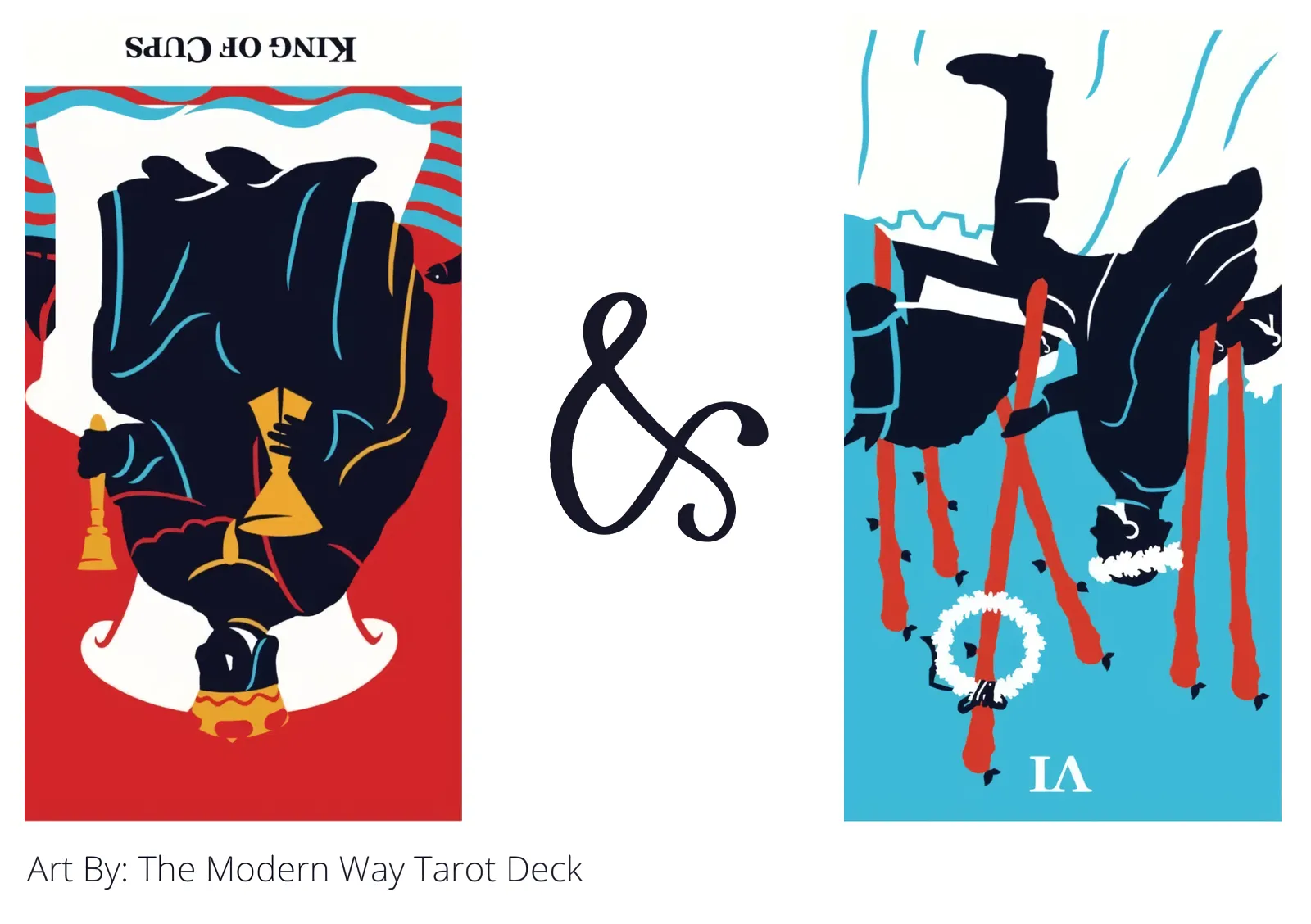 king of cups reversed and six of wands reversed tarot cards together