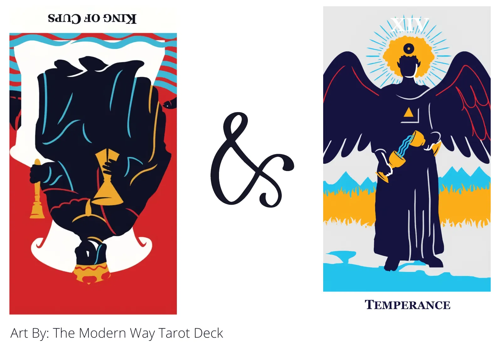king of cups reversed and temperance tarot cards together