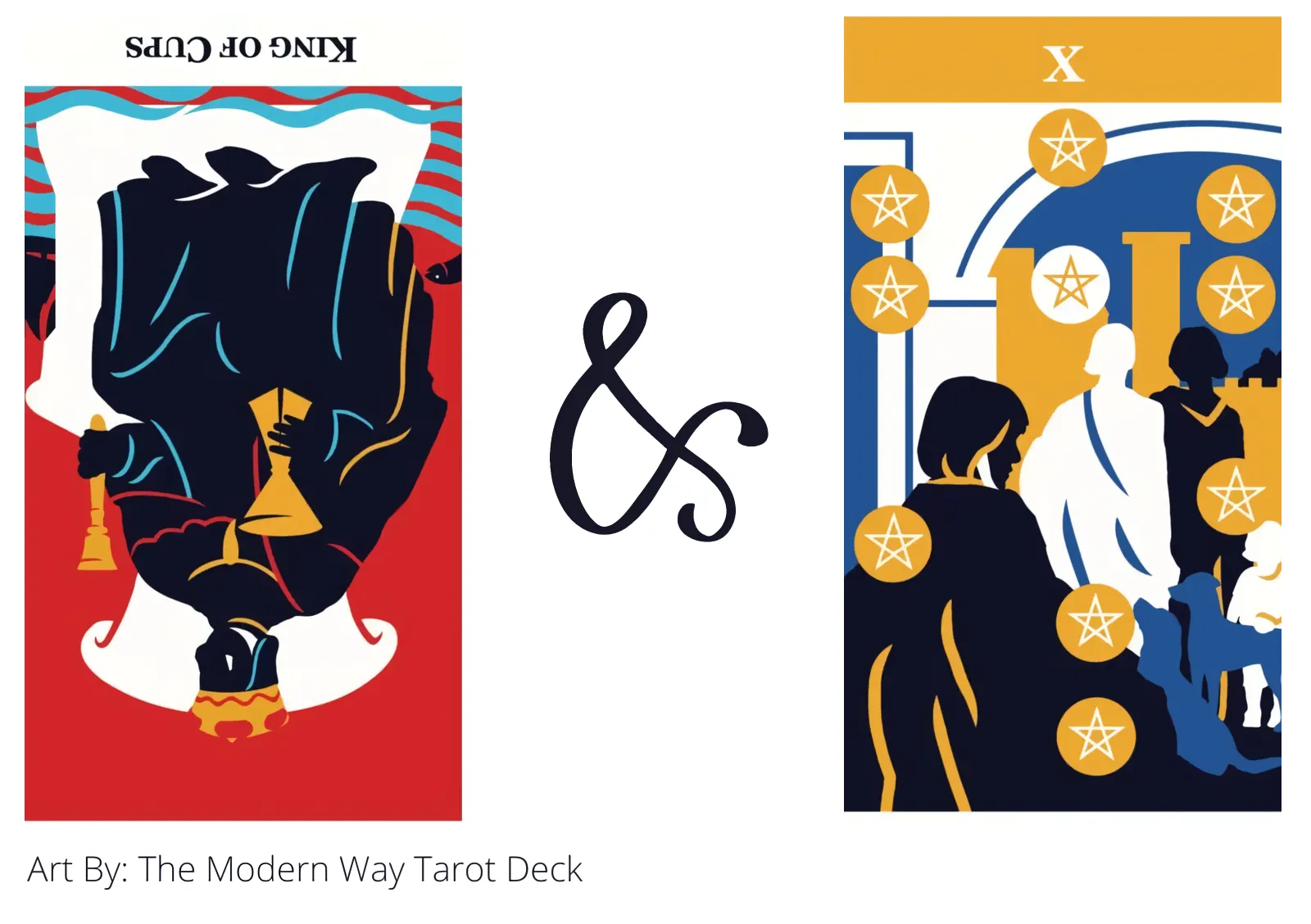 king of cups reversed and ten of pentacles tarot cards together