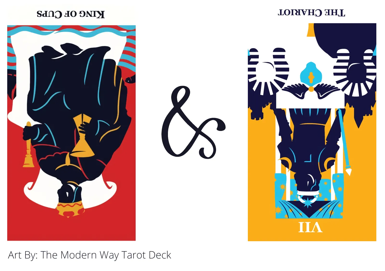 king of cups reversed and the chariot reversed tarot cards together