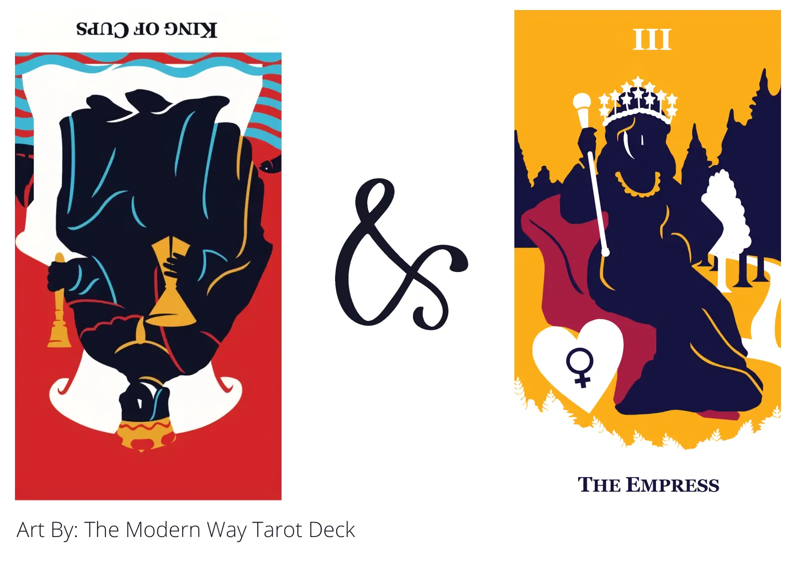 king of cups reversed and the empress tarot cards together