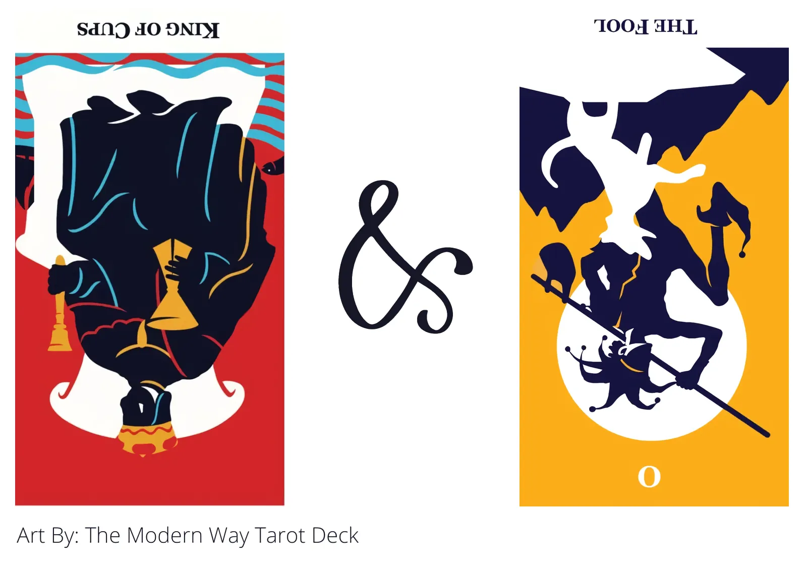 king of cups reversed and the fool reversed tarot cards together