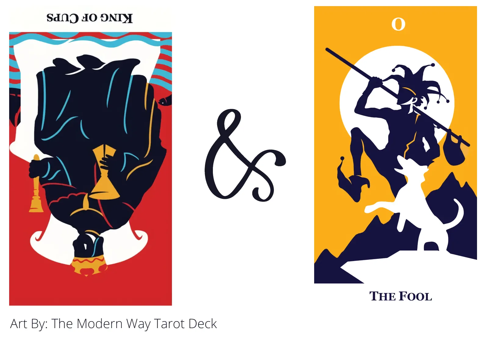 king of cups reversed and the fool tarot cards together
