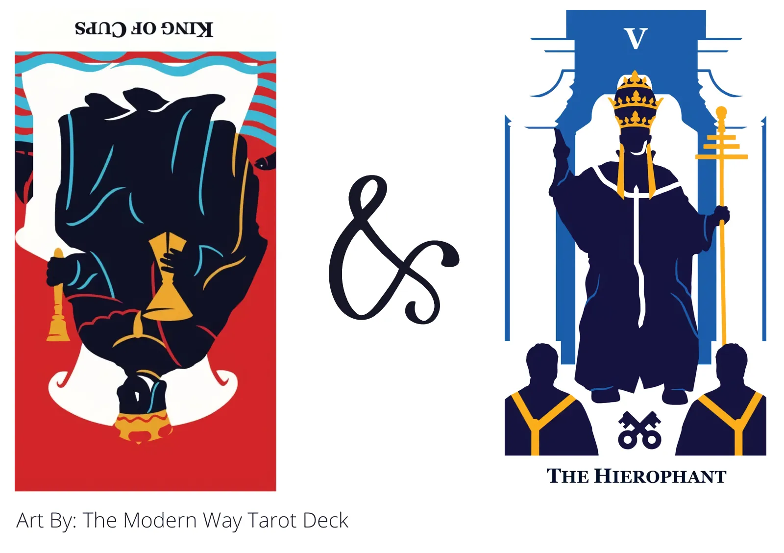 king of cups reversed and the hierophant tarot cards together