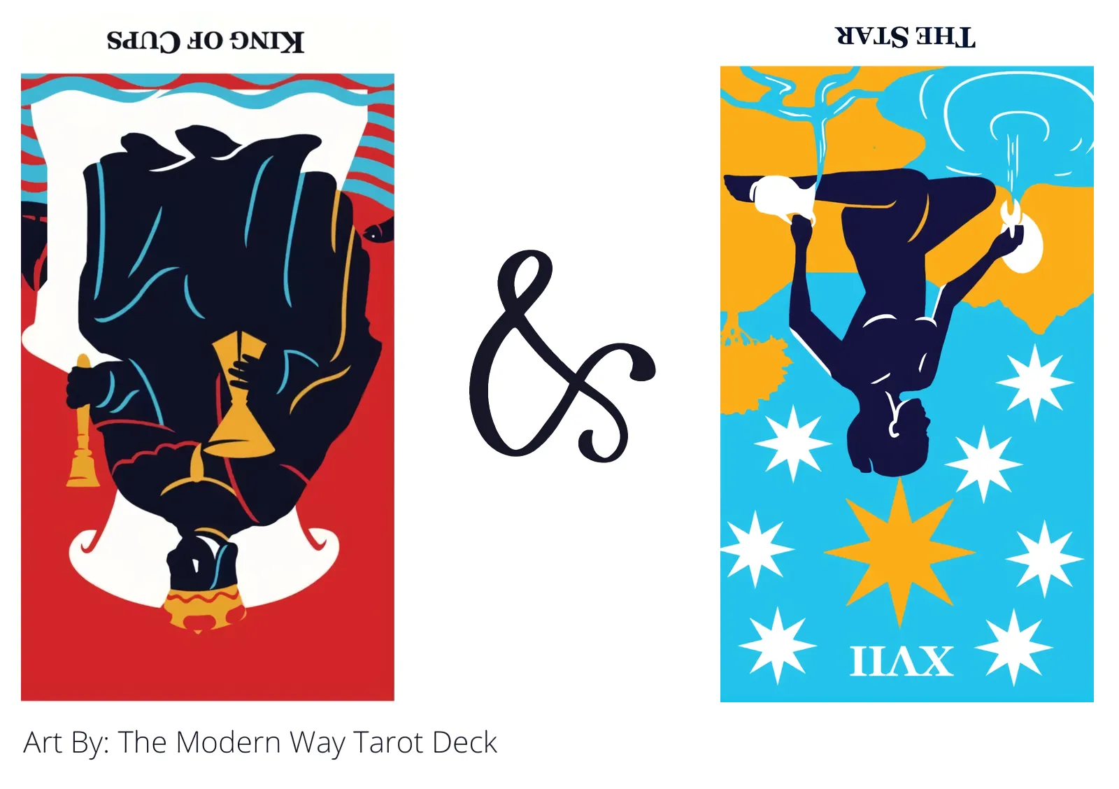 king of cups reversed and the star reversed tarot cards together