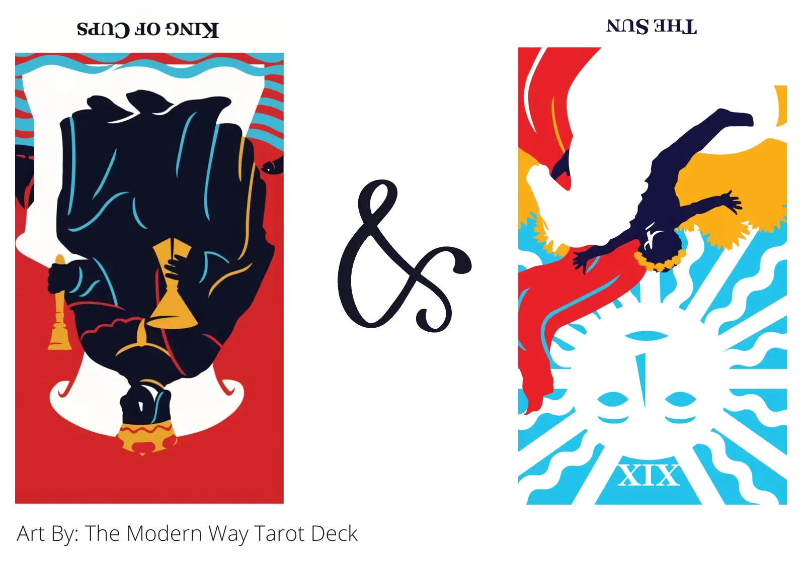 king of cups reversed and the sun reversed tarot cards together
