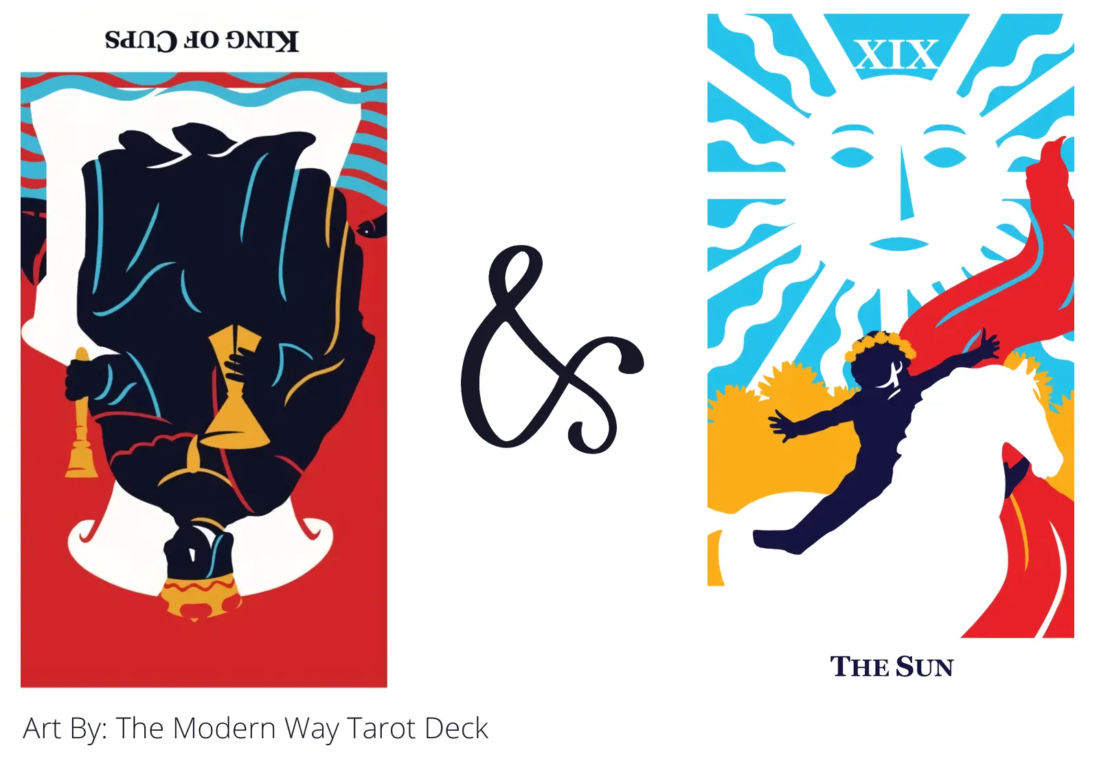 king of cups reversed and the sun tarot cards together