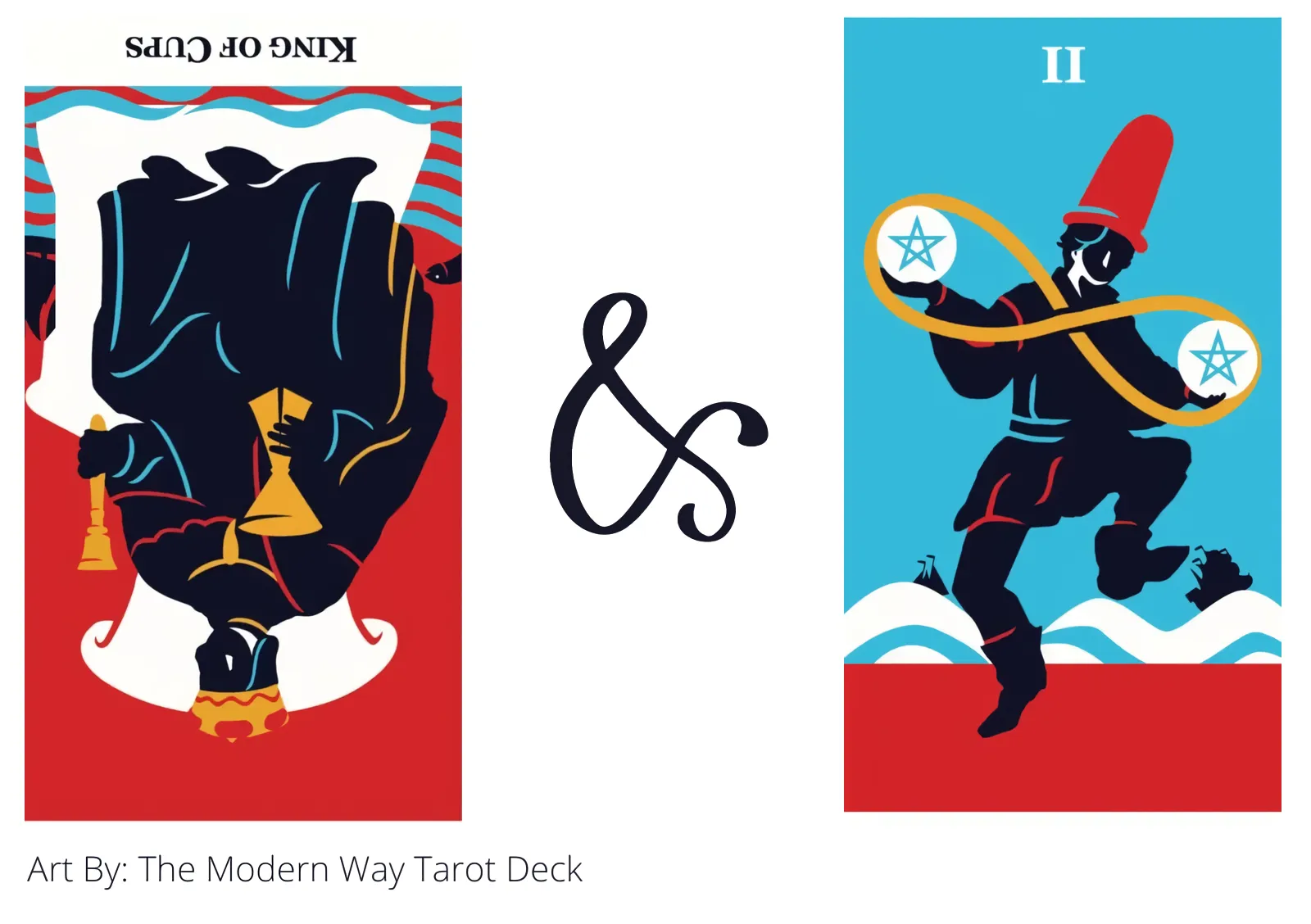 king of cups reversed and two of pentacles tarot cards together