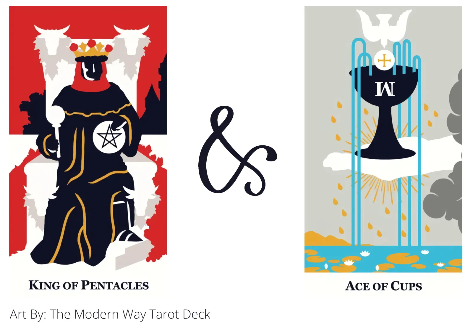 king of pentacles and ace of cups tarot cards together