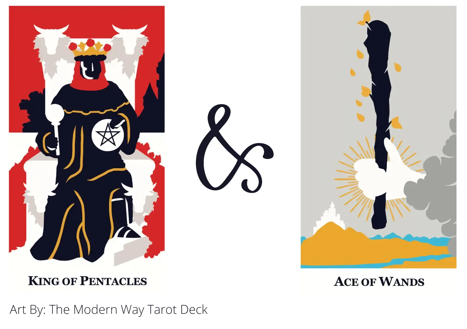 king of pentacles and ace of wands tarot cards together