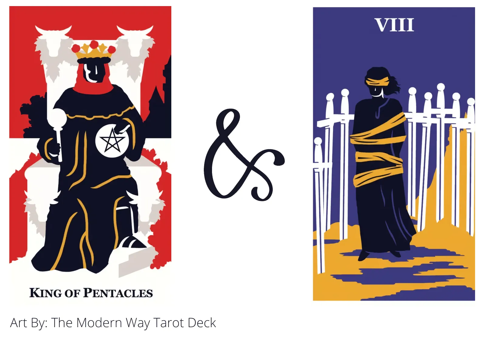 king of pentacles and eight of swords tarot cards together