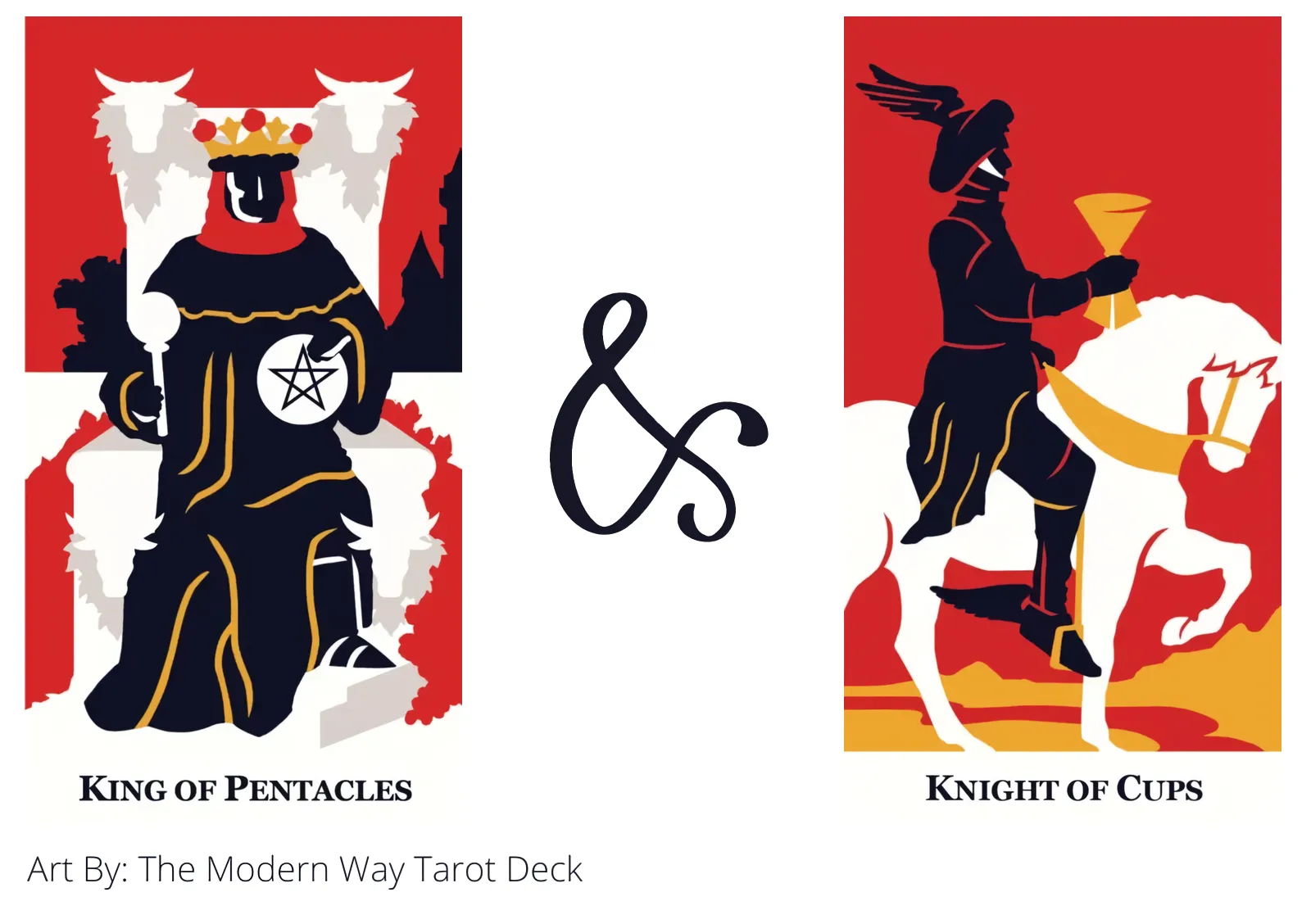 king of pentacles and knight of cups tarot cards together