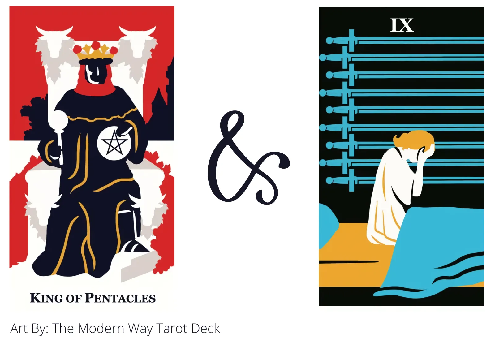 king of pentacles and nine of swords tarot cards together