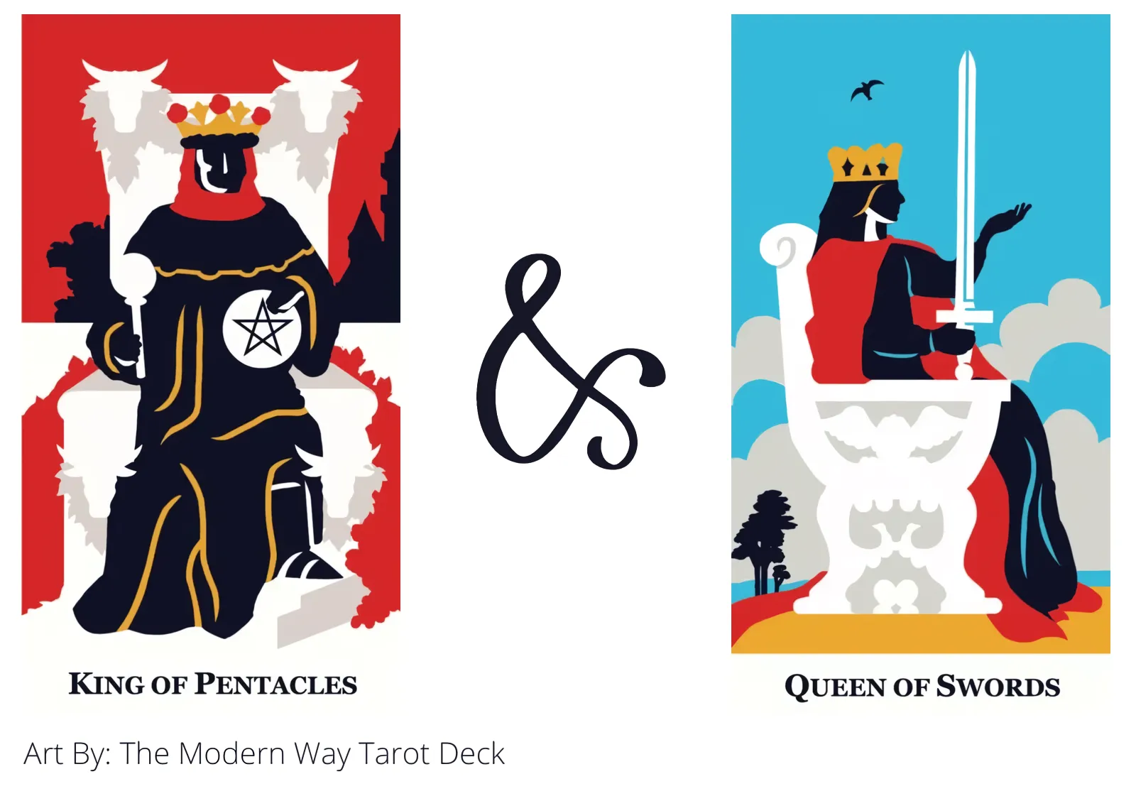 king of pentacles and queen of swords tarot cards together