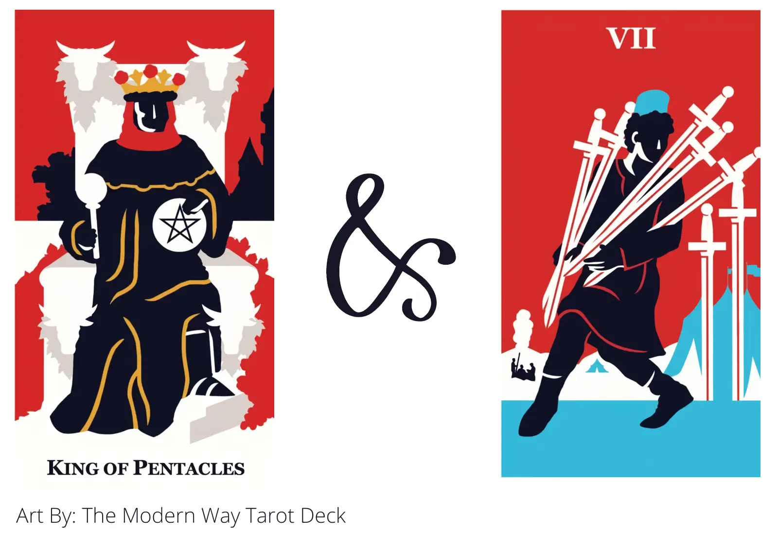 king of pentacles and seven of swords tarot cards together