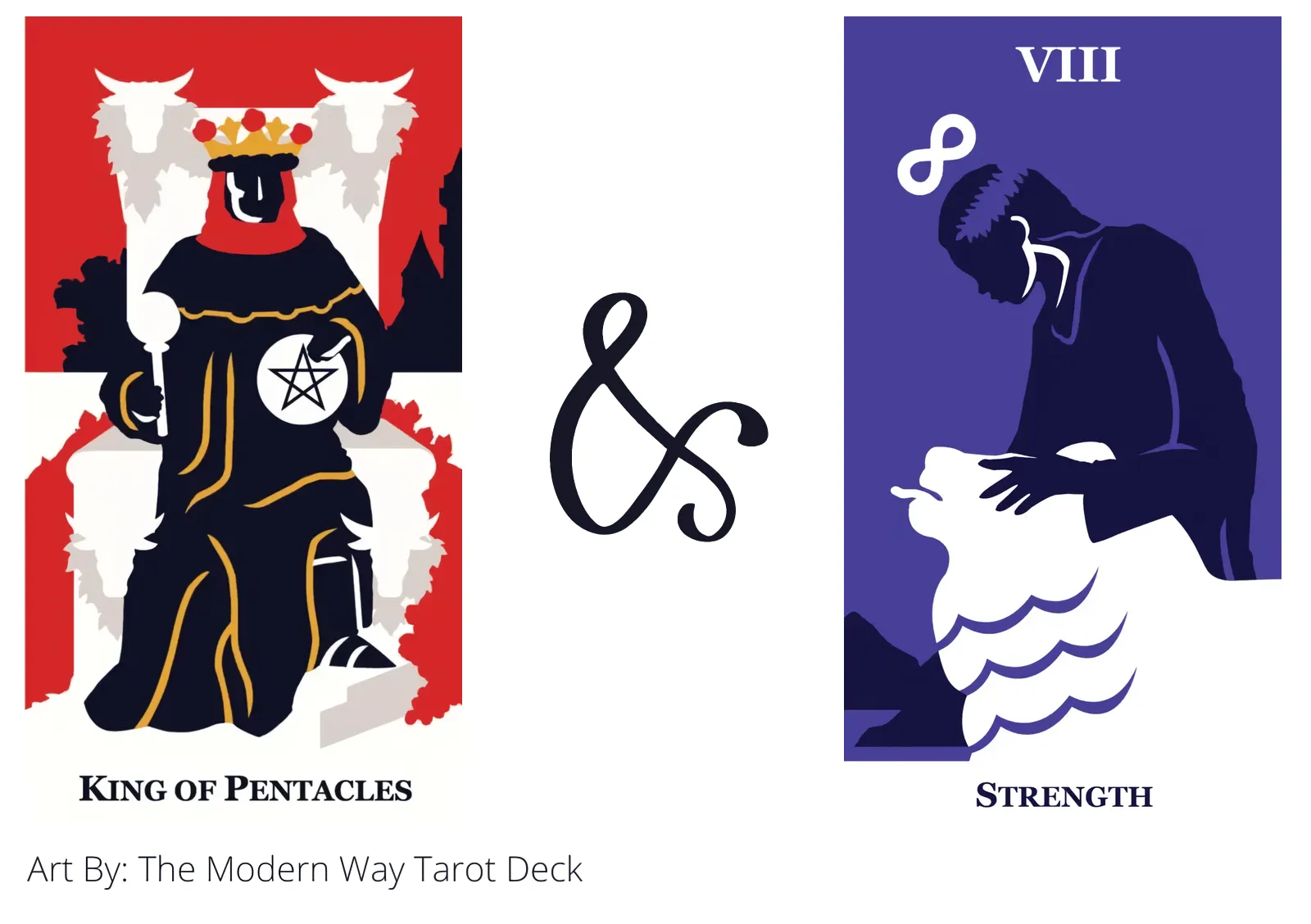 king of pentacles and strength tarot cards together