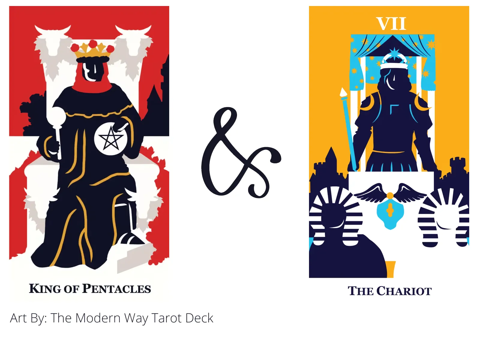 king of pentacles and the chariot tarot cards together