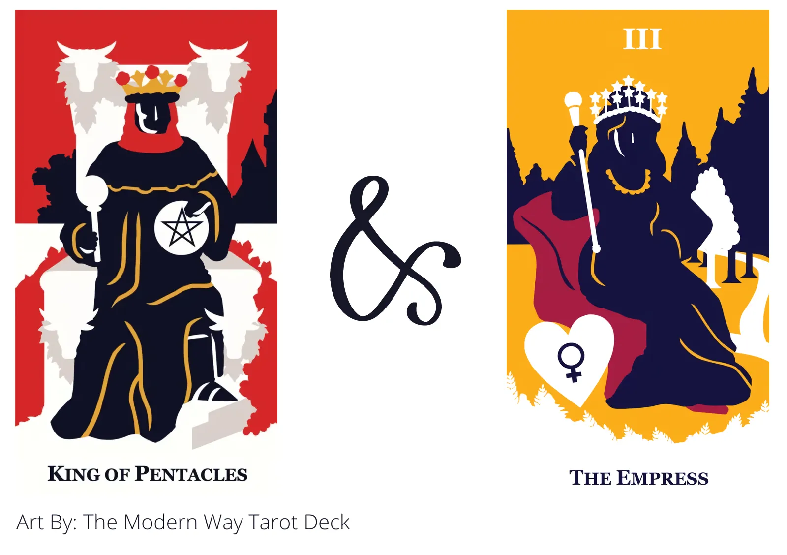 king of pentacles and the empress tarot cards together