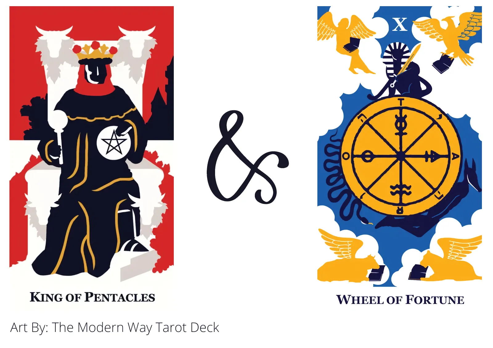 king of pentacles and wheel of fortune tarot cards together