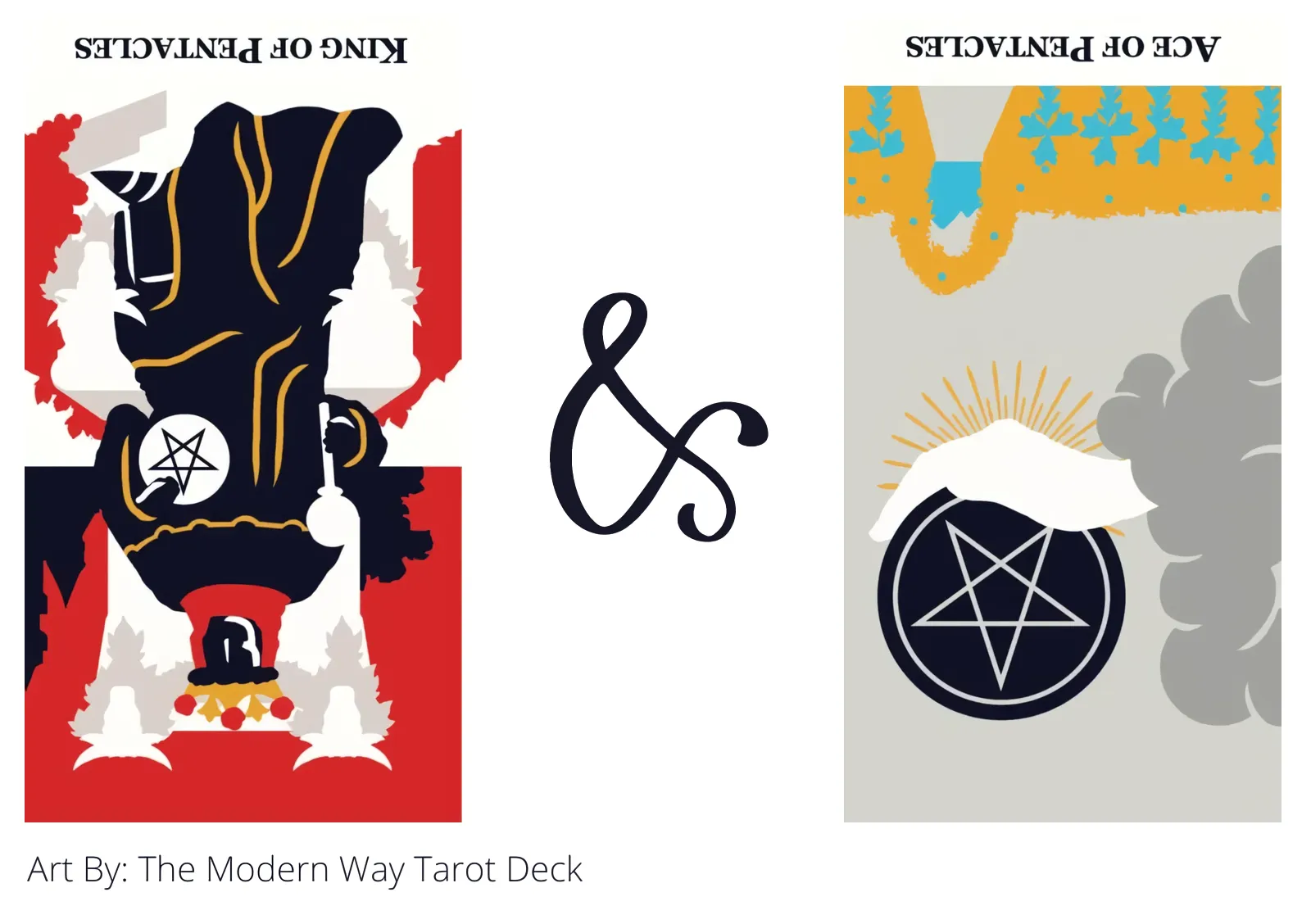 king of pentacles reversed and ace of pentacles reversed tarot cards together