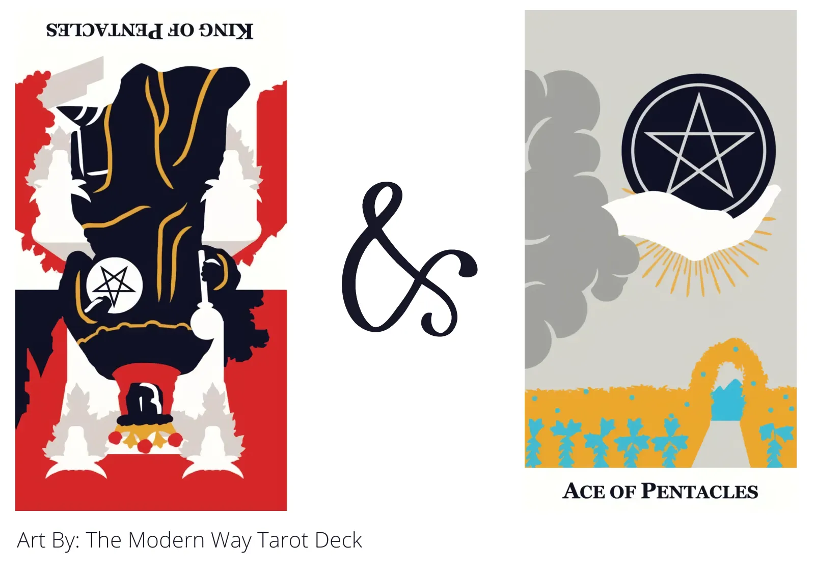 king of pentacles reversed and ace of pentacles tarot cards together